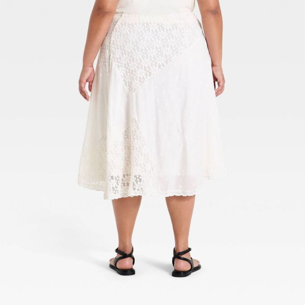 Universal Thread - Women's Eyelet Midi Asymmetrical Skirt - Universal Cream - Picture 2 of 3